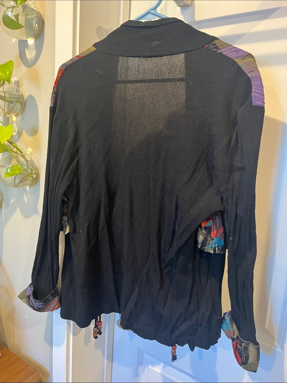 Solitaire Vintage Black Top with Multicolor Printed Yoke and Cuffs - Picture 7 of 9